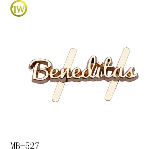 MB527 Custom small logo tag label metal clothing logos metal letter labels