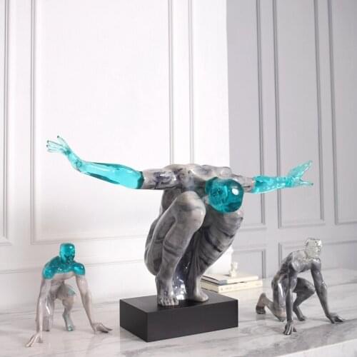 Marble Texture Starter Athlete Home Decoration Accessories Modern Ornaments Creative Table Statue Transparent Resin Desk Decor