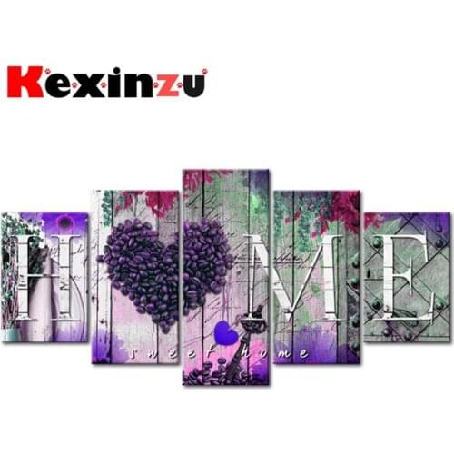 5pcs Full Square/Round Drill 5D DIY Diamond Painting Cross Stitch"Home Sweet" Multi-picture Combination Embroidery Decor Home 1