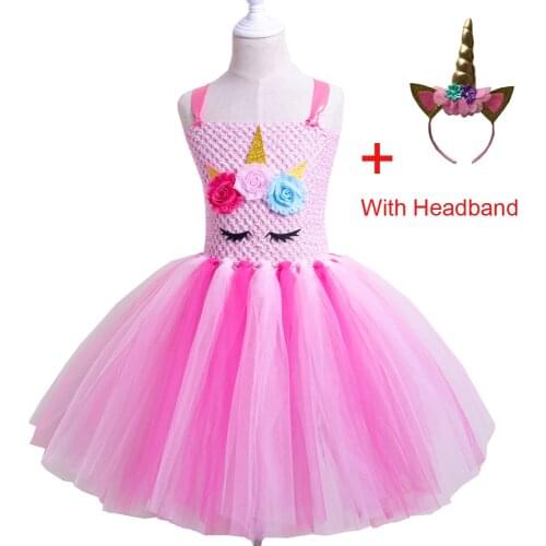 Unicorn Party Tutu Dress Princess Baby Girls Dresses Girls Cosplay Flower Rainbow Birthday Dress Halloween Costume