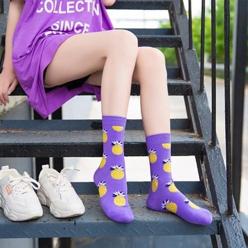 Women Men Socks Unisex Cartoon Fruit Woman Cute Short Socks Funny Cotton Banana Lemon Strawberry Kawaii Streetwear Calcetines