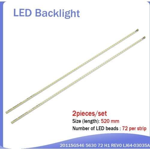 2pcs/Lot 100% new LED strip 72leds SLED 2011SGS46 5630 72 H1 REV0 LJ64-03035A for Samsung LTA460HJ15 LTA460HJ14 LTA460HQ12