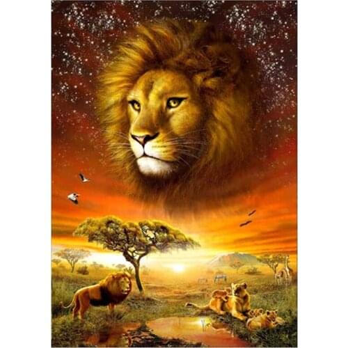 New Arrivals 5D DIY Full Round Diamond Painting Lion 3D Embroidery Cross Stitch Rhinestone Mosaic Home Dector Gift Y559