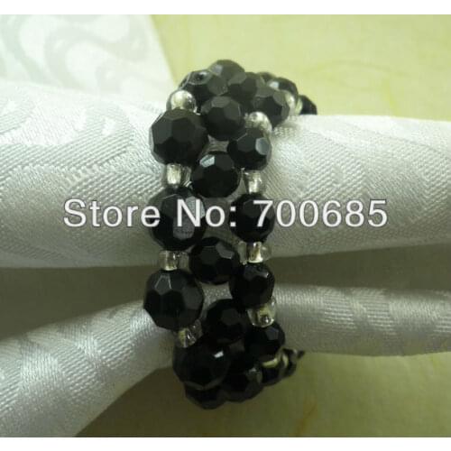 Black cheap bulk napkin ring acrylic flower, wholesale pearl napkin holder