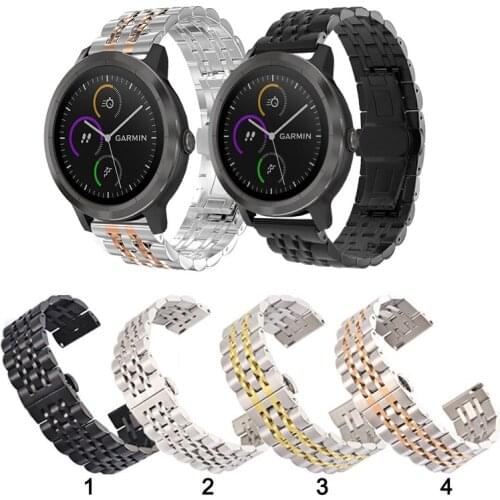 20mm 22mm Stainless Steel Watch Band Strap with Butterfly Clasp for Garmin Vivoactive 3 Music all model Replacement strap