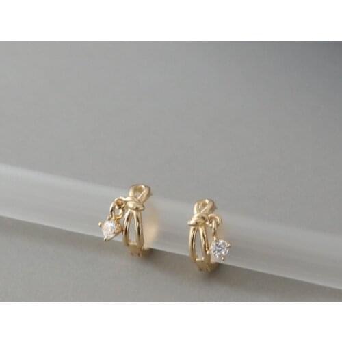 Morivovog Sterling 925 Silver Zircon Bow Charm Hoop Earrings for Women 14K Gold Chic Small Luxury Sleep Earring Designer Jewelry