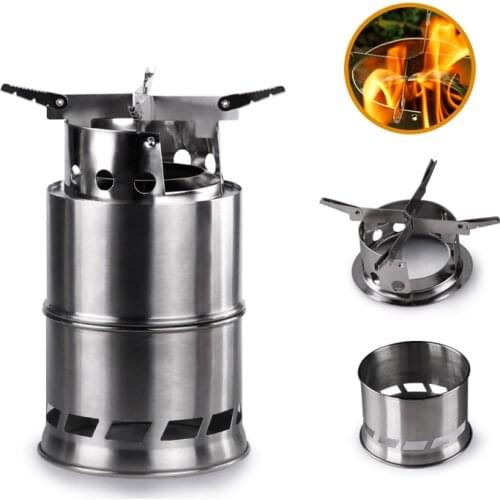 Folding wood gasifier Stainless Steel Solidified Alcohol Stove Backpacking Survival Firewood Burning Cooking System Camping