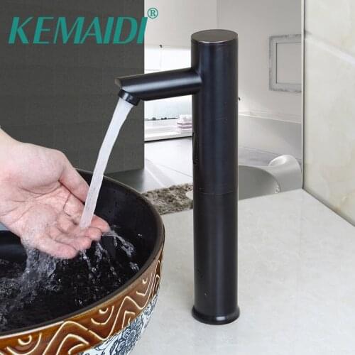 KEMAIDI Bathroom Basin Faucet New Sense Faucets Oil Rubbed Brushed Waterfall Tap Single Handle Hole Sink Mixer