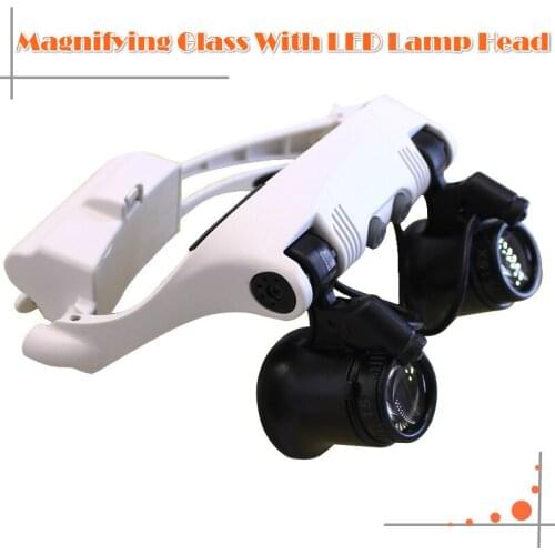 10X 15X 20X 25X Magnifying Glass LED Lamp Binocular Magnifying Glasses Interchangeable Headwear Jewelry Watch Repair Magnifier