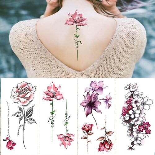 Waterproof Temporary Tattoo Sticker Snake Flower Rose Flash Tattoos Lace Fox Lion Bird Body Art Arm Skull Fake Sleeve Tattoo