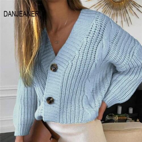 DANJEANER Knit Sweater Women 2020 Female Casual Long Sleeve Button Cardigan Knitted Sweaters Coat Femme Winter Warm Clothes