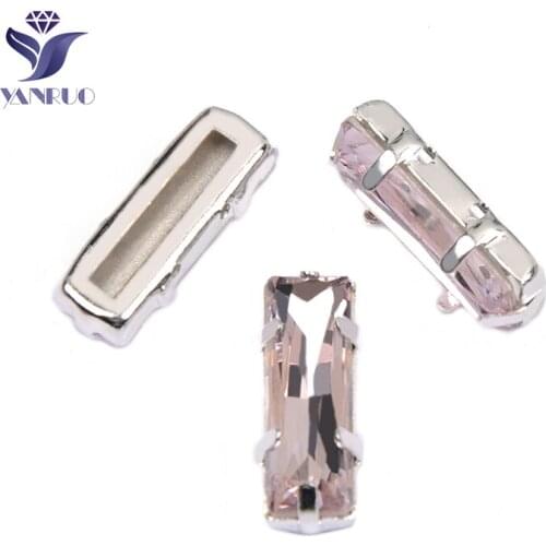 YANRUO 4547 All Sizes Light Rose Princess Baguette Sew On Rhinestones With Claw Strass Point Back Crystal Stone For Clothing