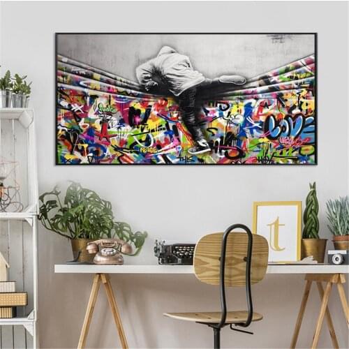 Behind the Curtain Graffiti Art Painting on Canvas Posters and Prints Street Wall Art Cuadros Home Decor Picture for Living Room