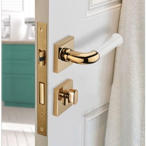 Golden High Quality Door Handle Lock Bedroom Zinc Alloy Silent Door Locks Interior Mechanical Lockset Hardware Accessories