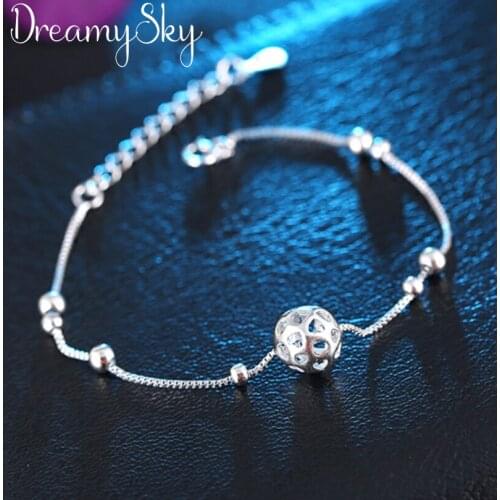 Brand Fashion Silver Color Ball Beads Bracelets For Women Vintage Charms Chain Bracelets Statement Jewelry 2019