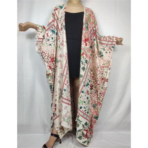 2021 Plus Bohemian Printed Open Side American Summer Swimming Kimono For Lady Middle East Ramadan Holiday Kaftan Clothes