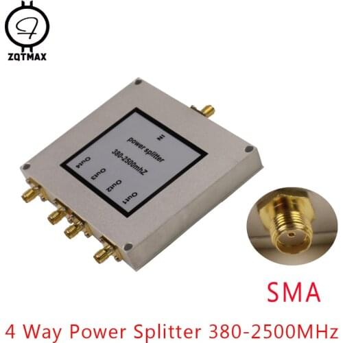ZQTMAX 380MHz~2500MHz 4 Way SMA Power Splitter female divider