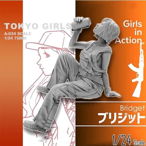 1/24 Resin Kits Tokyo Beauty Girl Soldier Series Resin Soldier (75mm) self-assembled A-034