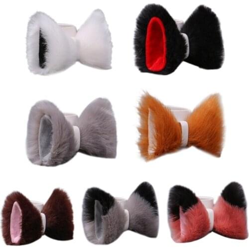 1 Pair Women Girls Anime Hair Clips Cute Furry Cat Ears Fur Hairpin Cosplay Barrette Party Fancy Dress Props Decoration