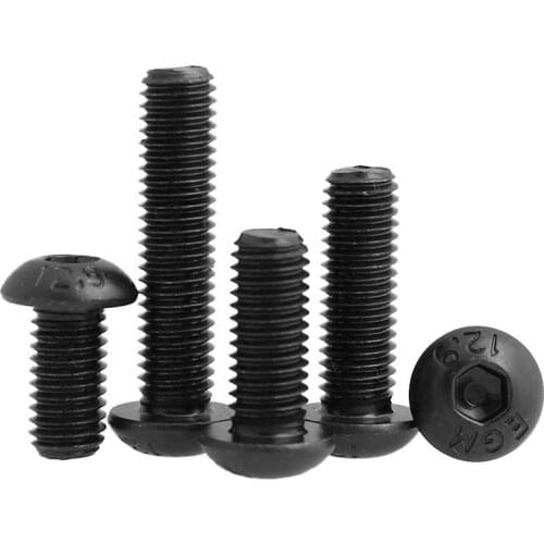 100pc DIN7380 Screw Round M4 16mm Allen Bolt Hex Socket Cap Head 12.9 M3 M5 Hexagon Bolt Pan Mushroom Head 8-30mm 10mm 20mm 25mm