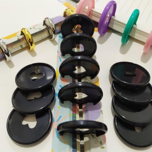 100PCS Colorful Heart Binding Buckle Disc 35MM Mushroom Hole Button Notepad Plastic Disc Buckle Loose-leaf 360 Degree Foldable
