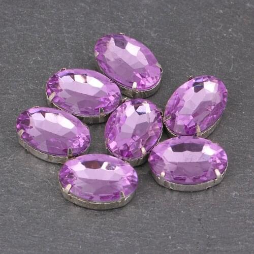 20pcs/lot Pink White Glass Crystal Acrylic Rhinestones Oval Shape Ellipse Flat Back Sew-on DIY Clothes Craft Wedding Accessories