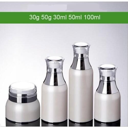 300pcs/Lot Cosmetic Packing Bottles Pearl White Airless Cream Jar 30G 50G Airless Lotion Pump Bottle 30ML 50ML 100ML Container