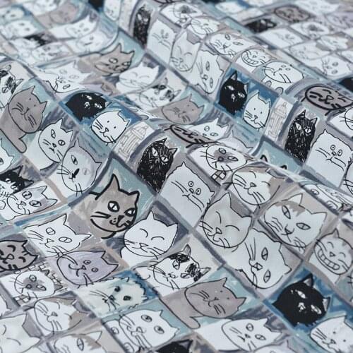 50*150cm Cat Cartoon Printing Fine Canvas fabric Thin Polyester Handmade Diy Patchwork Bag Fabric Tablecloth Sofa Cover