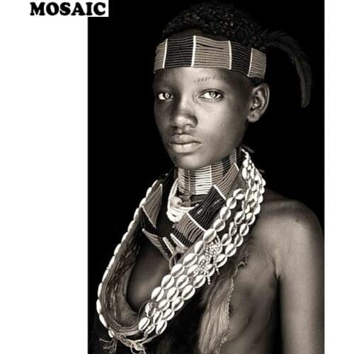 African Women Wall Art Portrait Home Decoration Black And White diy diamond painting Living Room embroidery Painting Wall art