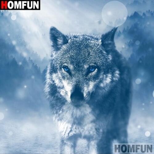 HOMFUN Full Square/Round Drill 5D DIY Diamond Painting "Animal wolf" Embroidery Cross Stitch 5D Home Decor Gift A16480
