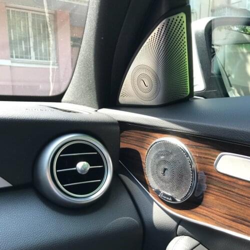 Car-styling stainless steel Car Door Audio Speaker Decorative Cover Trim 3D sticker for Mercedes Benz New C Class W205 2015-2017