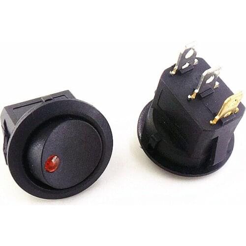 Free shipping 100PCS /LOT red cat 3 feet 2 files openings 20MM two tranches tripod ship rocker power switch 12V Round