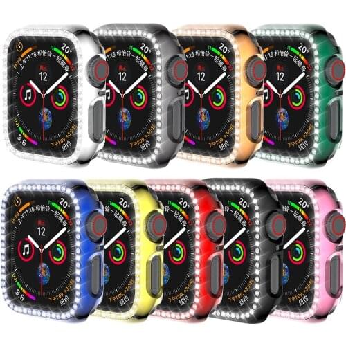 For Apple Watch Case 44 42mm 40 38mm Protector Diamond Cover Alloy Bumper Gorgeous Frame Compatible for Apple Watch 6 SE 5 4 3 2