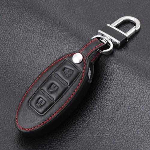 Genuine Leather Keychain Key Cover Case For Nissan 350Z Almera Altima Armada Qashqai Cefiro Cube Juke Livina March Maxima keys