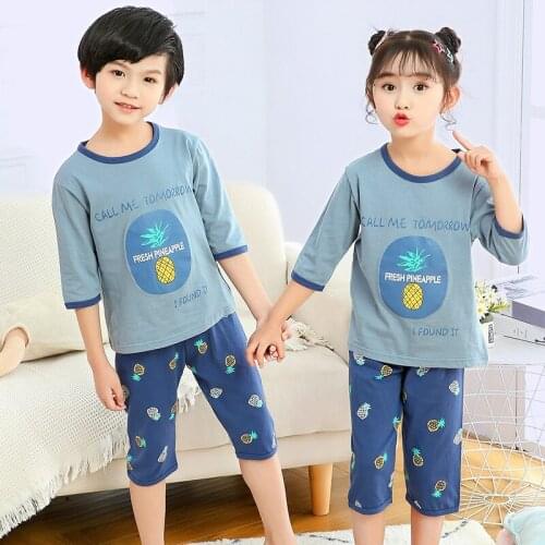 Children Pajamas BoysClothes Set Kids Unicorn Cartoon Sleepwear Summer Cotton Nightwear Boys Girls Clothes Pyjamas Pijamas Set