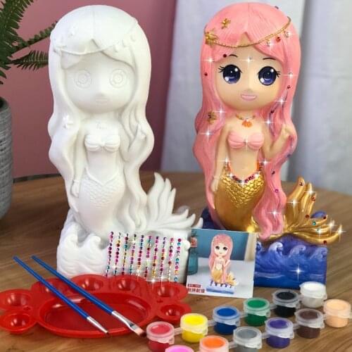 DIY Environmental Protection Graffiti Vinyl Doll Piggy Bank Montessori Children Painting Colorful Diamond Vinyl Toys Crafts Kids