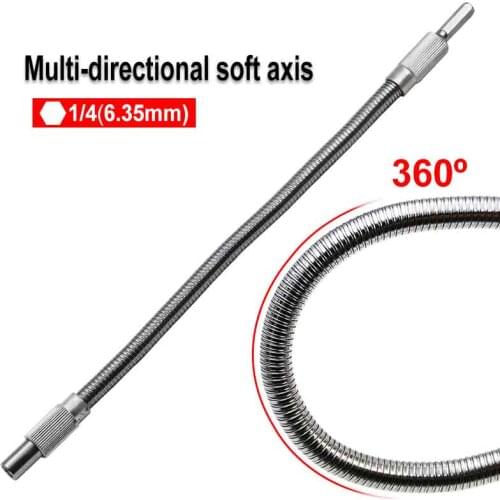 300mm Metal Linear Flexible Shaft Crankshaft Drill Connecting Link for Electric drill Universal 1/4" Hex socket