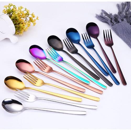 1PC Stainless Steel Coffee Spoons Fork Long Handled Reusable Tea Coffee Mixing Scoop Dessert Fruit Fork Ice Cream Drinking Tools