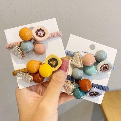 Colorful Ball Geometric Hair Rope Bracelet Scrunchie Women Elastic Hair Rubber Bands Accessories For Girls Tie Ring Headdress