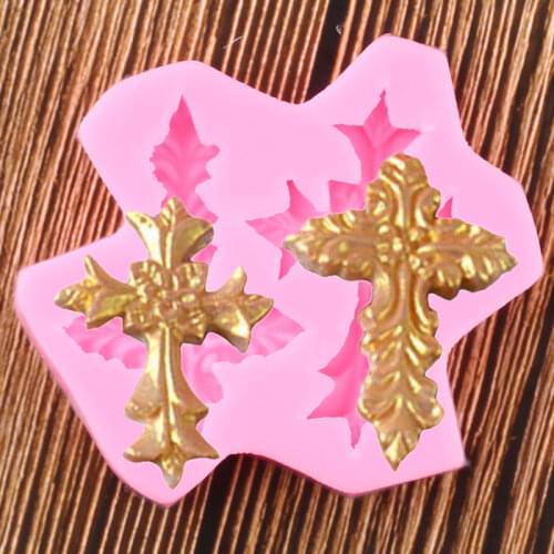 Cross Silicone Mold Relief Fondant Chocolate Moulds DIY Party Cake Decorating Tools Cupcake Baking Candy Polymer Clay Moulds