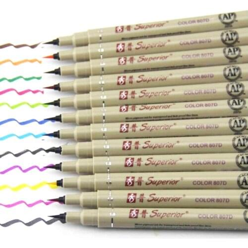 12 Colors 1.5 Micron Neelde Soft Brush Marker Pen for Cartoon Drawing Art Markers Pen Supplies