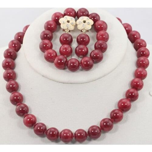 Charms Wine Red Coral Beaded African Party Jewelry Set New Girls Birthday Gift Jewelry Necklace Set 16 Colors Hot WD941
