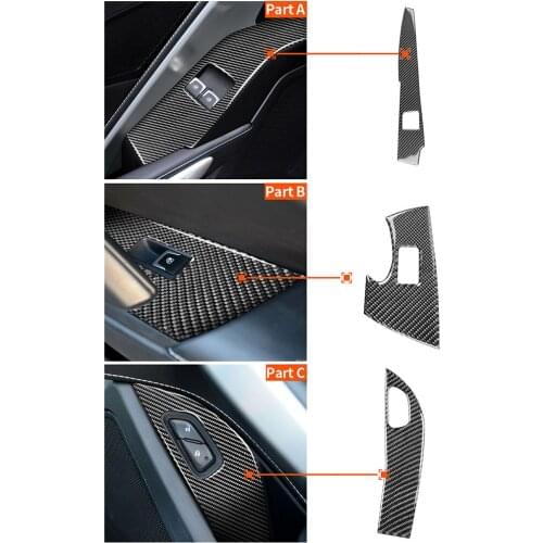 Carbon Fiber Door Lock & Window Switch Panel Sticker For Corvette C7 2014-2019