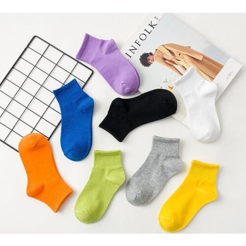 Spring New Classic Candy Color Women Socks Original Breathable Comfortable Cotton Ankle Socks For Female Casual Couples Sox