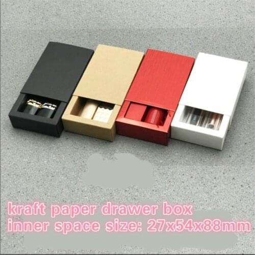2018 New Lipstick Tube Kraft Paper Drawer Box Gift Boxes Tea Small Jewelry Packaging Storage Case inner space 27x54x88mm black