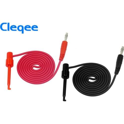 NEW Cleqee P1039 1Set 4pcs 4mm Banana Plug to Test Hook Clip Test Lead Cable For Multimeter