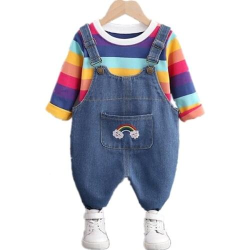 New Spring Autumn Baby Girls Clothes Children Cotton Sports T-Shirt Overalls 2Pcs/sets Toddler Fashion Clothing Kids Tracksuits