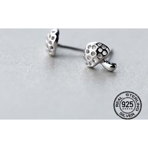 New S925 Silver Mushroom Earrings For Women Hollow Cute Fashion Korean Design Students Birthday Gifts Lady Party Jewelry INEFFA