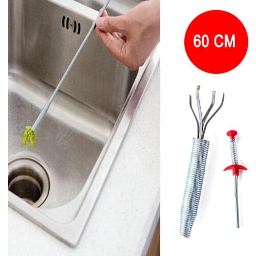 Drain Clog Water Sink Cleaner Snake Unblocker Kitchen Bath Rod Hair Remover Toilet Dredge Pipe Bathroom Kitchen Clean 60cm