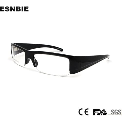 ESNBIE TR90 Spectacles Frames Male Square Half Frame Glasses Men 6 Base Designs Optical Glasses Black